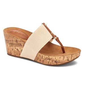Style & Co Wedge Thong Piperr Cork Sandal Light Taupe Size 10